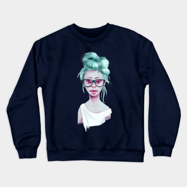 Green hair woman Crewneck Sweatshirt by RamonMascaros